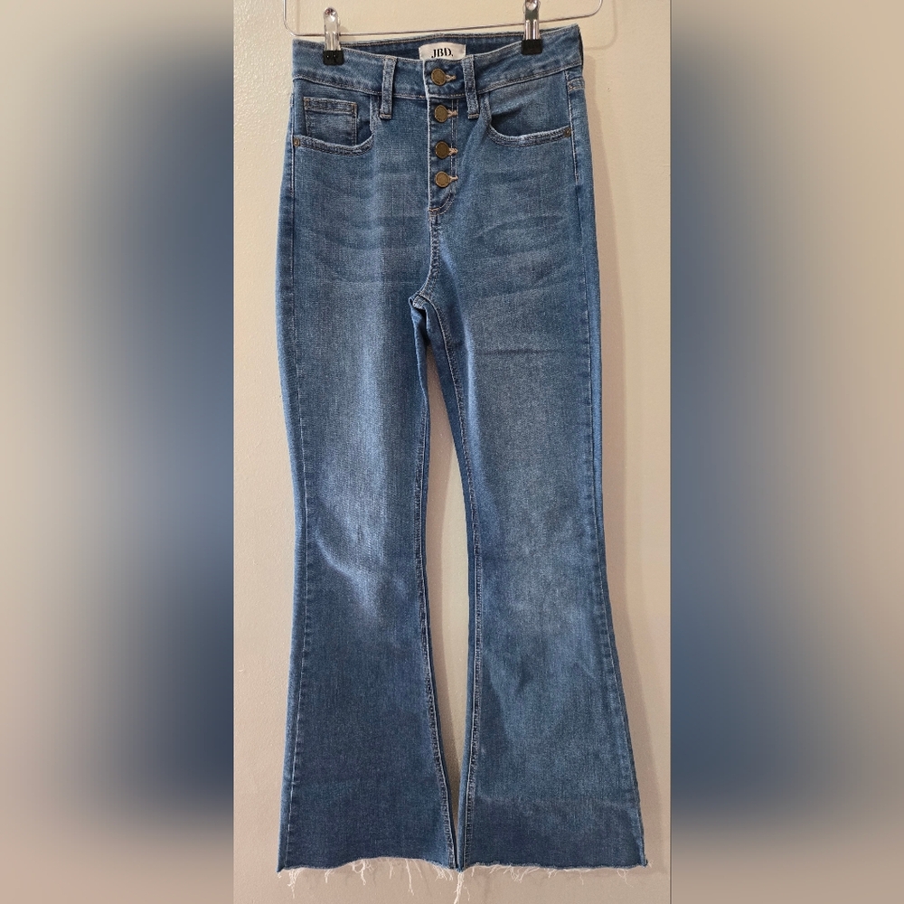 Just Black Denim Flare Jeans with Button Detail Size 27" Waist, 32" Inseam
